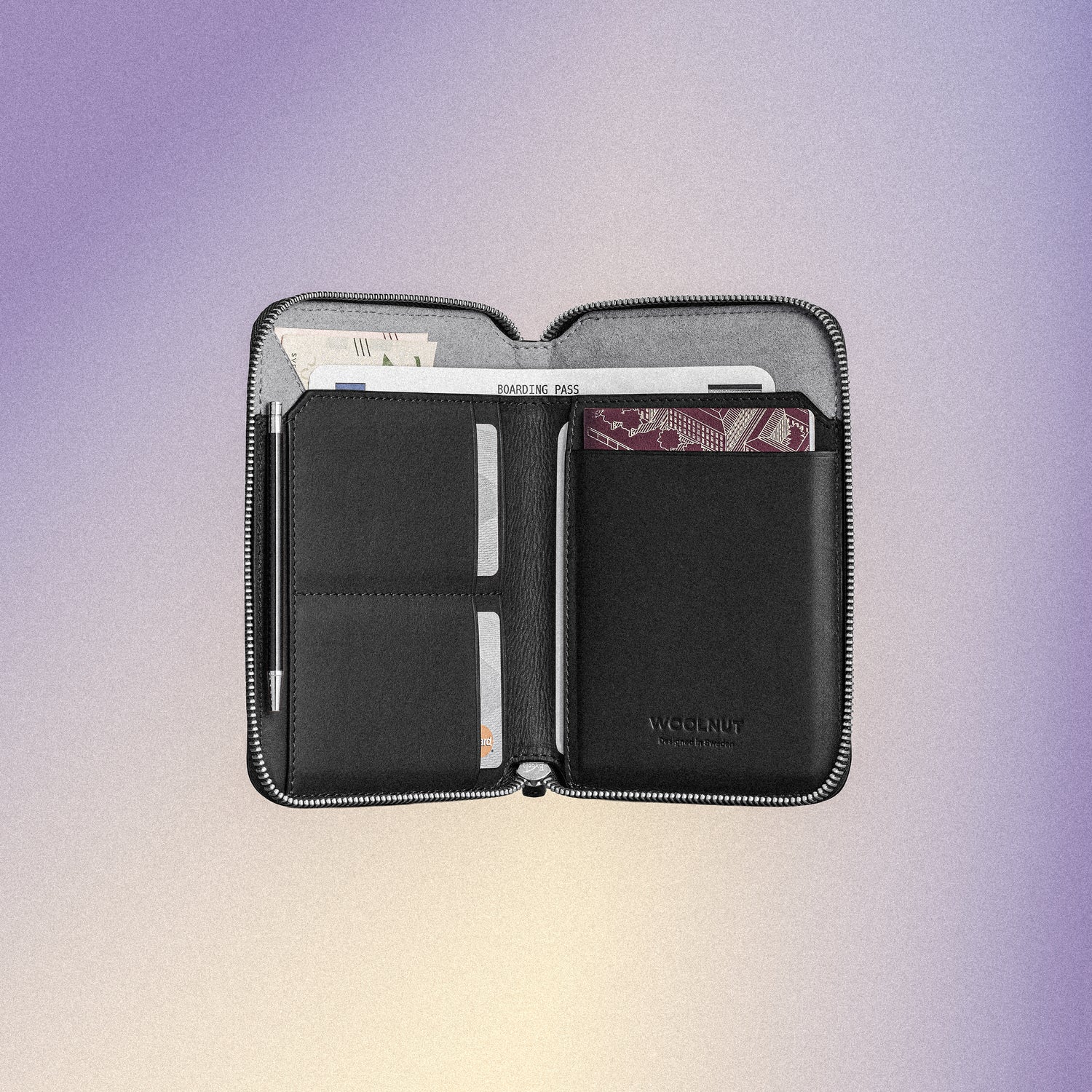 Woolnut Leather Travel Folio - Black