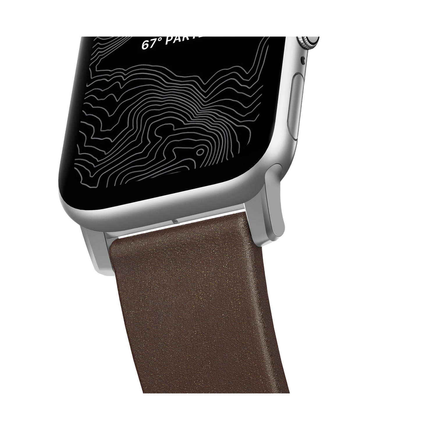 Nomad Modern Band with Horween Leather - 46/49mm - Silver Hardware - Brown