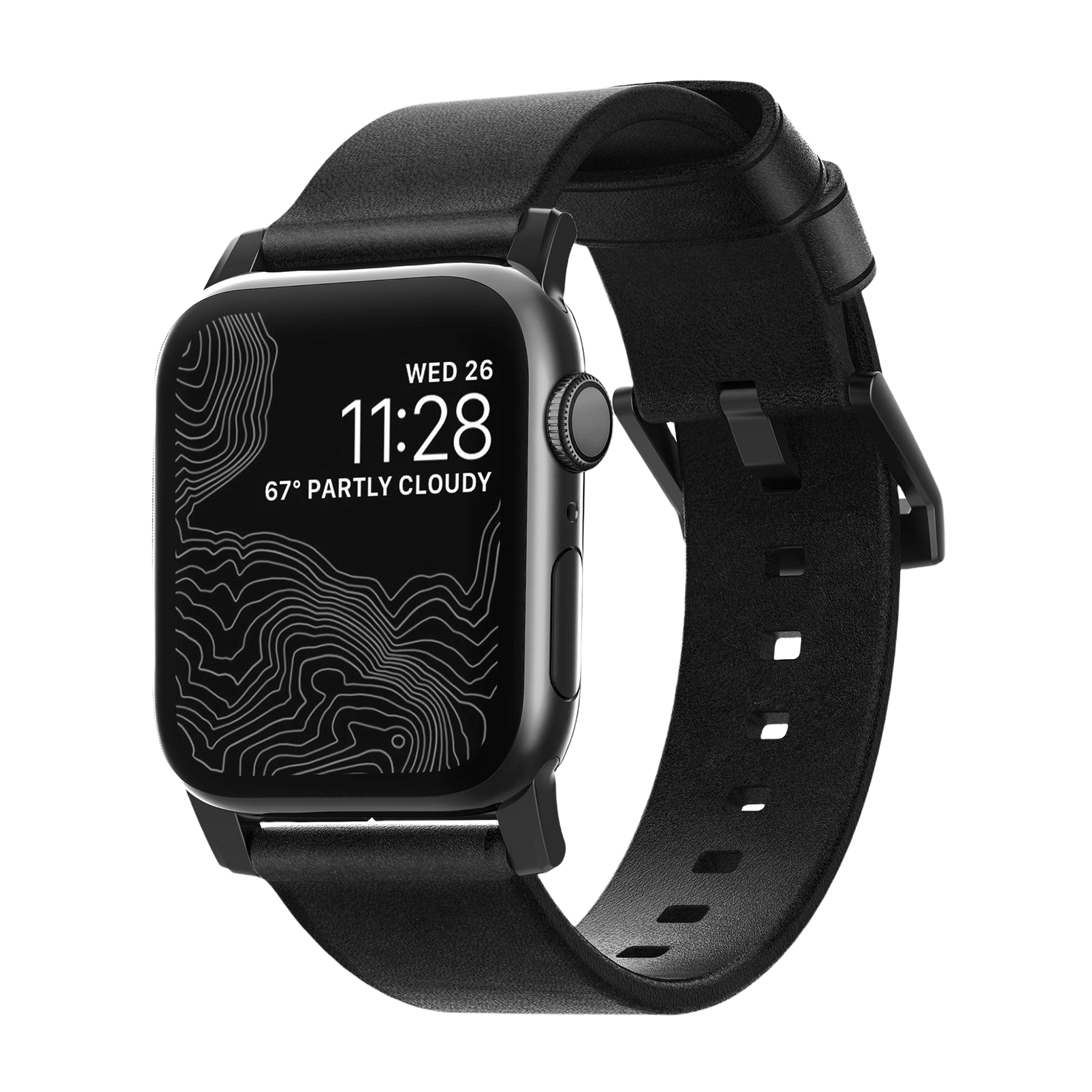 Nomad Modern Band with Horween Leather - 46/49mm - Black Hardware - Black
